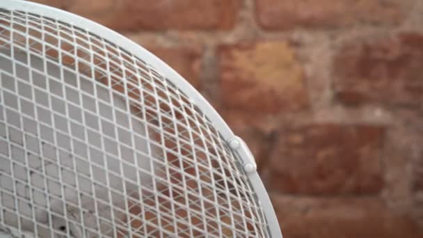 Белый вентилятор работает с грязными лезвиями — стоковое видео