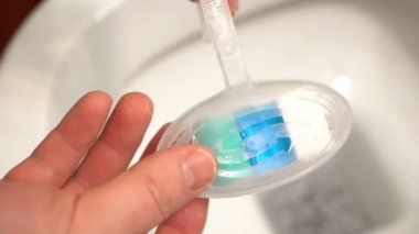 installation freshener soap toilet block and wash