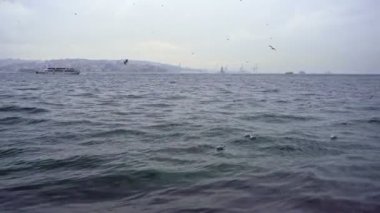 Lightning in the sea during rain