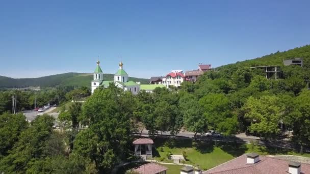 The Church in Abrau Durso top view — Stockvideo