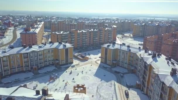 Disparos desde arriba el dron del invierno Rostov-on-don — Vídeo de stock