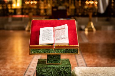 book of prayers on table, wedding in Church.