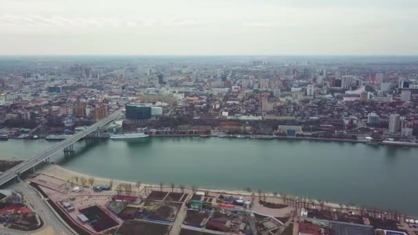 Vue de dessus le panorama la rivière Don Rostov-sur-le-don — Video