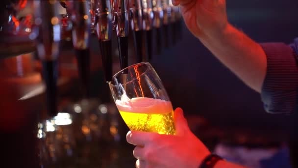 au bar L'homme versant de la bière des fûts dans du verre 