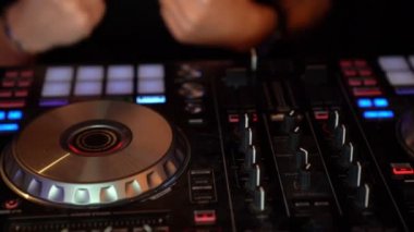 DJ mixing console. Music at the festival.