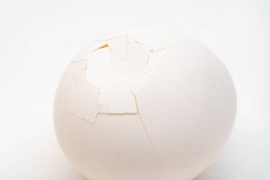 Beyaz arka planda izole edilmiş. Kırık tavuk yumurtası. 