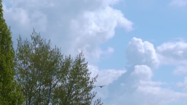Профессиональные летчики военных самолетов в небе . — стоковое видео
