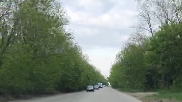 Route. à la vitesse avec sirène passant camion voiture de police — Video