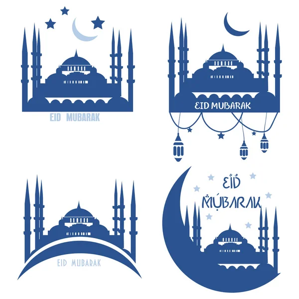 Conjunto de cartões vetoriais Holydays Comunidade Muçulmana: Eid al-A — Vetor de Stock