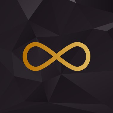 Sınırsız sembolü şekil. Çokgenler zemin üzerine altın tarzı.