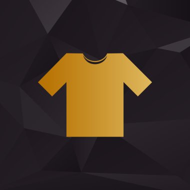 T-shirt işareti illüstrasyon. Çokgenler zemin üzerine altın tarzı.