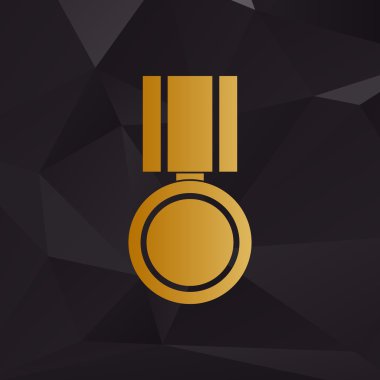 Madalya işareti illüstrasyon. Çokgenler zemin üzerine altın tarzı.