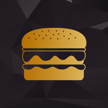 Burger basit kayıt. Çokgenler zemin üzerine altın tarzı.