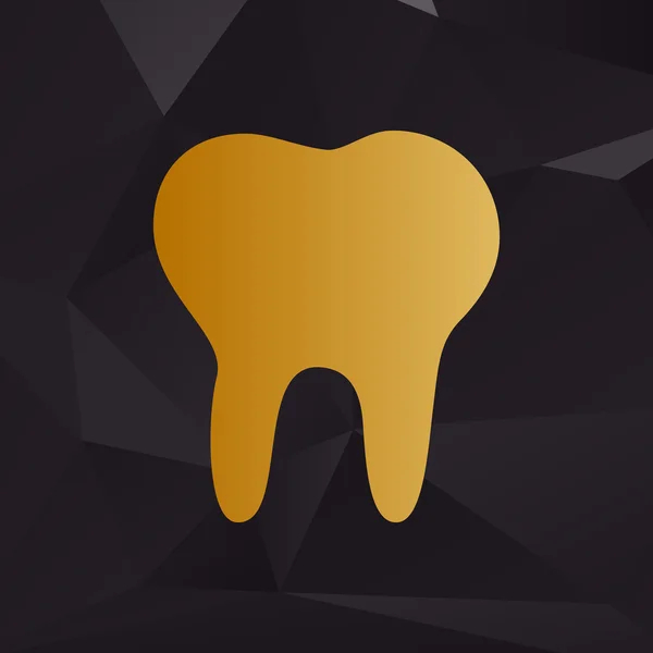 Ilustração do sinal do dente. Estilo dourado no fundo com polígonos . —  Vetores de Stock