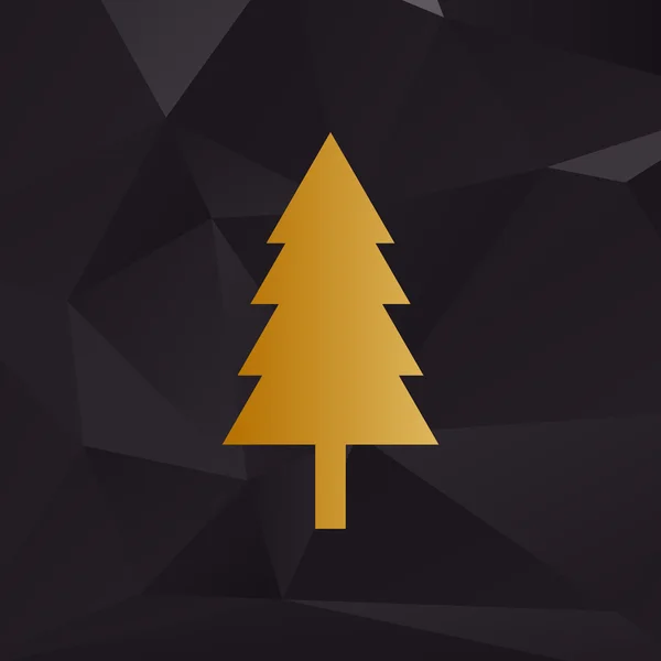 Nya året träd sign. Gyllene stil på bakgrund med polygoner. — Stock vektor