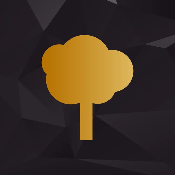 Δέντρο εικόνα σημάδι. Χρυσή στυλ σε φόντο με πολύγωνα. — Διανυσματικό Αρχείο