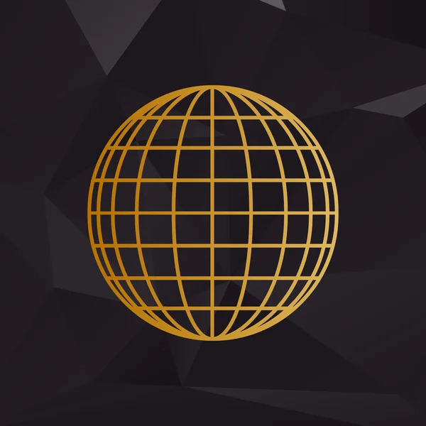 Signe Earth Globe. Style doré sur fond de polygones . — Image vectorielle