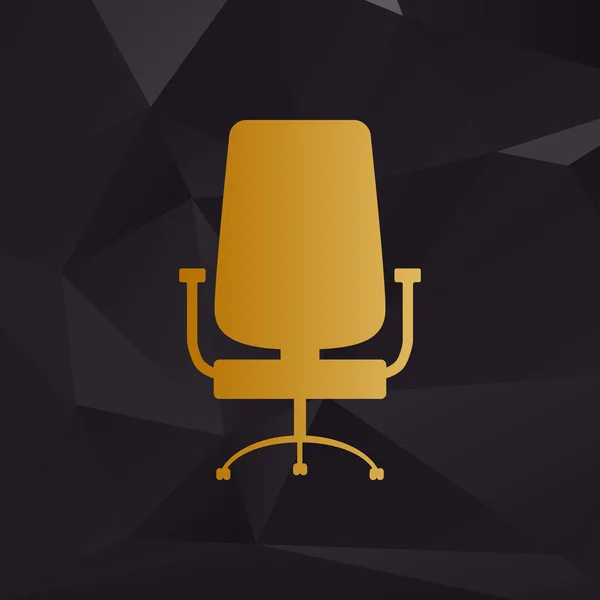 Γραφείο καρέκλα σημάδι. Χρυσή στυλ σε φόντο με πολύγωνα. — Διανυσματικό Αρχείο