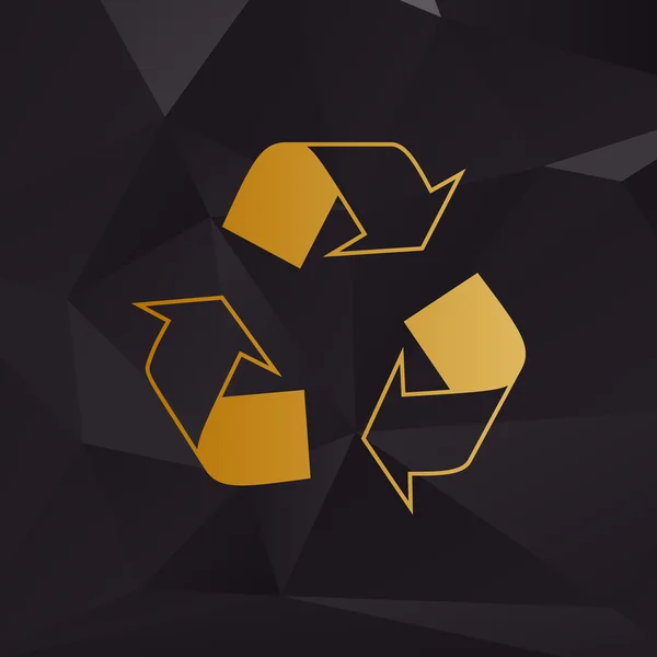 Recykling koncepcja logo. Golden styl na tle z wielokątów. — Wektor stockowy