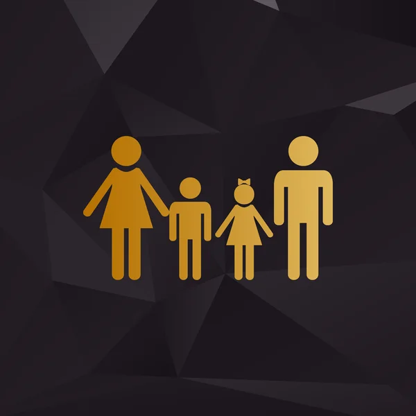 Familienzeichen. goldener Stil auf Hintergrund mit Polygonen. — Stockvektor