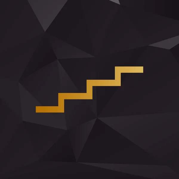 Escalier signe. Style doré sur fond de polygones . — Image vectorielle