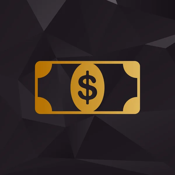 Signo de dólar de Bank Note. Estilo dorado sobre fondo con polígonos . — Vector de stock