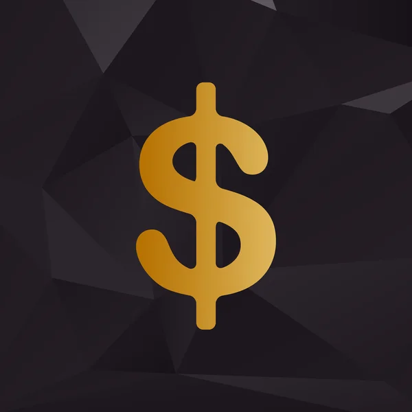 Dollar Zeichen Illustration. usd Währungssymbol. Geld. goldener Stil auf Hintergrund mit Polygonen. — Stockvektor