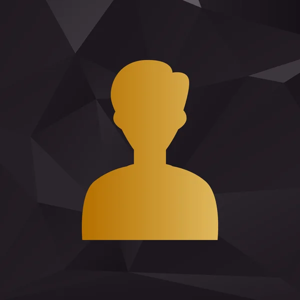 Gebruiker avatar afbeelding. Anoniem aanmelden. Gouden stijl op achtergrond met veelhoeken. — Stockvector