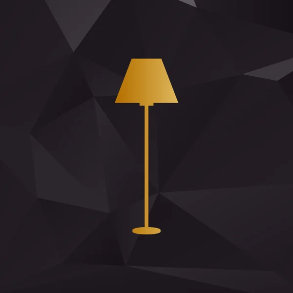 Lamp eenvoudig teken. Gouden stijl op achtergrond met veelhoeken. — Stockvector