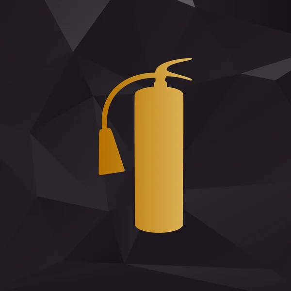 Πυροσβεστήρας σημάδι. Χρυσή στυλ σε φόντο με πολύγωνα. — Διανυσματικό Αρχείο