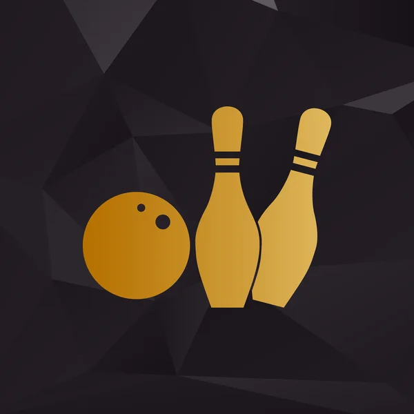 Bowling Zeichen Illustration. goldener Stil auf Hintergrund mit Polygonen. — Stockvektor