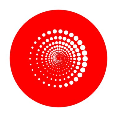 Soyut teknoloji işareti daireler. Beyaz simgesi üzerinde kırmızı daire.