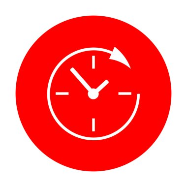 Hizmet ve destek müşteriler saat ve 24 saat için. Beyaz simgesi üzerinde kırmızı daire.