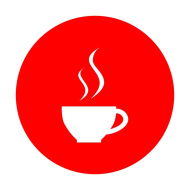 Bir fincan kahve işareti. Beyaz simgesi üzerinde kırmızı daire.