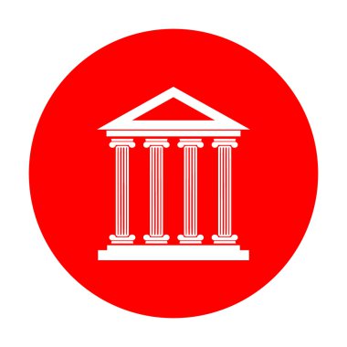 Tarihi bina illüstrasyon. Beyaz simgesi üzerinde kırmızı daire.