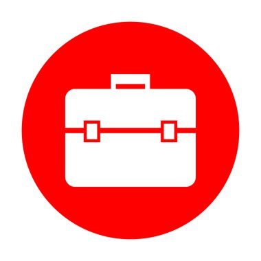 Evrak Çantası'nı işaret illüstrasyon. Beyaz simgesi üzerinde kırmızı daire.