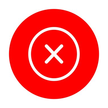 İşareti illüstrasyon çapraz. Beyaz simgesi üzerinde kırmızı daire.