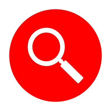 Yakınlaştırma işaretini illüstrasyon. Beyaz simgesi üzerinde kırmızı daire.