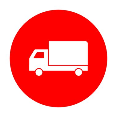 Teslimat işareti illüstrasyon. Beyaz simgesi üzerinde kırmızı daire.