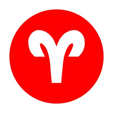 Koç illüstrasyon işareti. Beyaz simgesi üzerinde kırmızı daire.