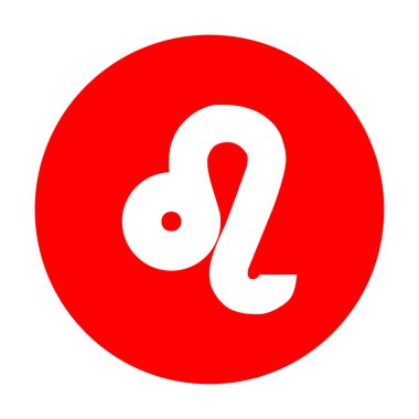 Leo işareti illüstrasyon. Beyaz simgesi üzerinde kırmızı daire.