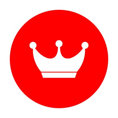 Kral taç işareti. Beyaz simgesi üzerinde kırmızı daire.