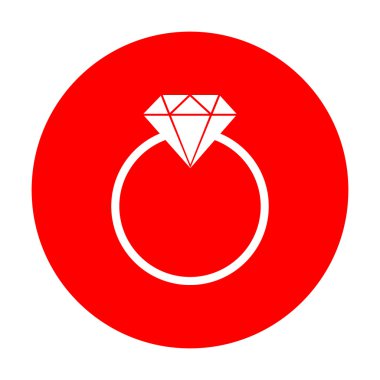 Elmas illüstrasyon işareti. Beyaz simgesi üzerinde kırmızı daire.