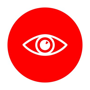 Göz işareti illüstrasyon. Beyaz simgesi üzerinde kırmızı daire.