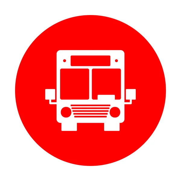 Ilustración de señal de autobús. Icono blanco en círculo rojo . — Vector de stock