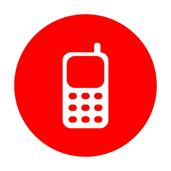 Značka mobilních telefonů. Bílá ikona na červený kroužek. — Stockový vektor