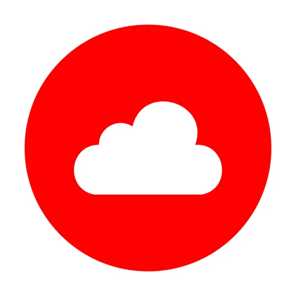 Illustrazione segno nuvola. Icona bianca sul cerchio rosso . — Vettoriale Stock