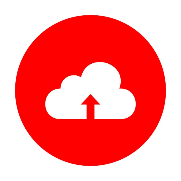 Segno di tecnologia cloud. Icona bianca sul cerchio rosso . — Vettoriale Stock