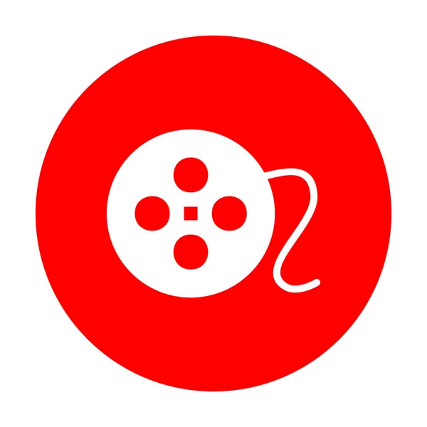 Signo circular de película. Icono blanco en círculo rojo . — Vector de stock