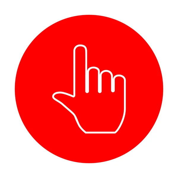 Signo de mano ilustración. Icono blanco en círculo rojo . — Vector de stock